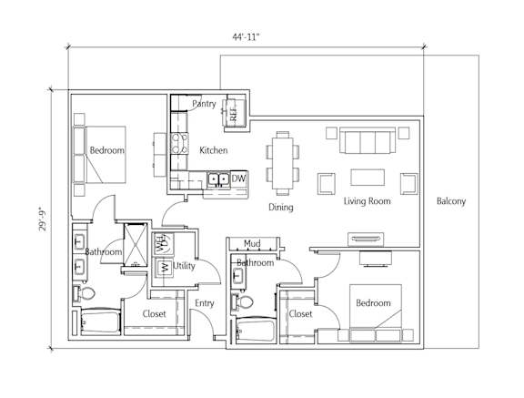 A floor plan for a home by The Truman Arlington Commons.