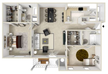 2 bed 2 bath Floor Plan | 1,143 Sq. Ft. at Reserve at Park Place Apartments, Hattiesburg