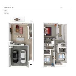 Desert Village Townhomes 3D Floor Plan - Marigold