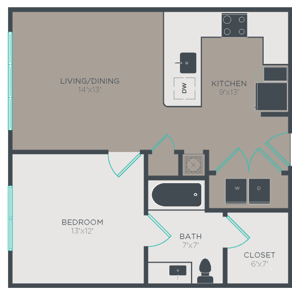 A4 Floor Plan at Link Apartments&#xAE; Glenwood South, Raleigh, North Carolina