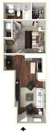 Studio 1Bath Floor Plan at Rivertree Apartments, Riverview, FL