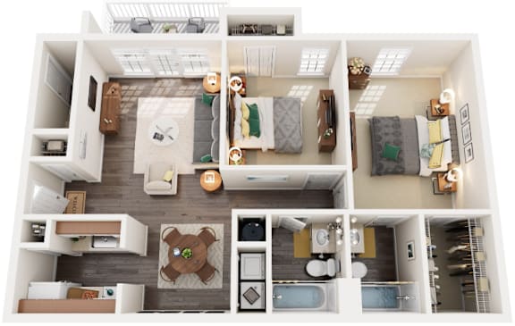 Floor Plan  2 Bedroom Floorplan at Wellington Place, Sandston, 23150