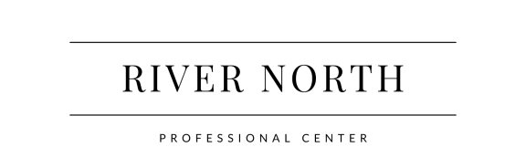 a river north professional center logo with a green background
