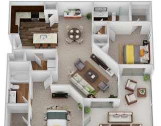 a bedroom floor plan is shown in this rendering
