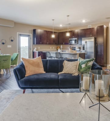 Spacious floorplans with kitchens with granite countertops at The Flats at Shadow Creek new luxury apartments in east Lincoln NE 68520