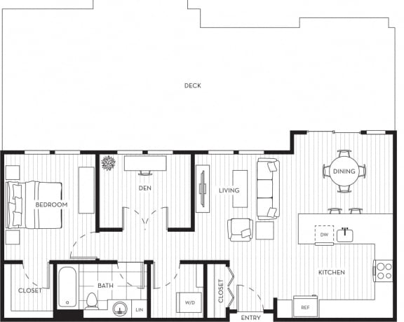 Lux Apartments Floor Plan One Bedroom One Bathroom With Den P