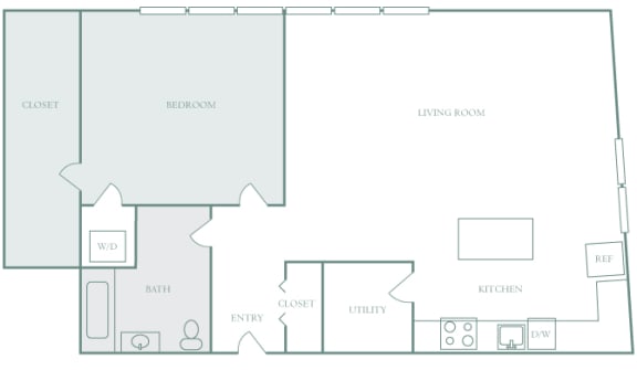 Harbor Hill Apartments floor plan A10 - 1 bed 1 bath - 2D