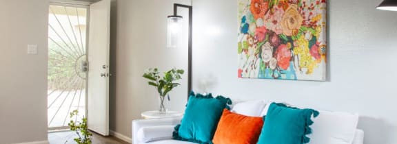 Living room at Brookwood Apartments in Tucson AZ 3-2020