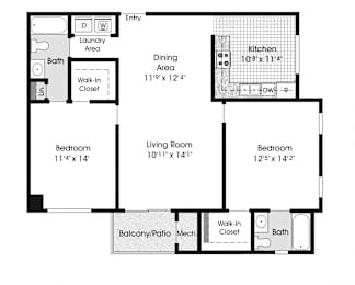2 Br 2 Ba with Patio  at The Apartments at Canterbury, Rosedale, Maryland