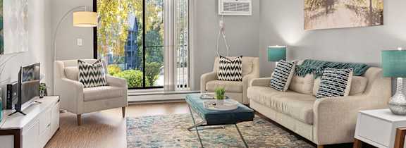 Living room with couches and a table