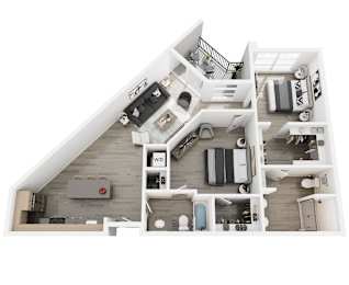 2 B Floorplan at Brickside Heights, Millcreek