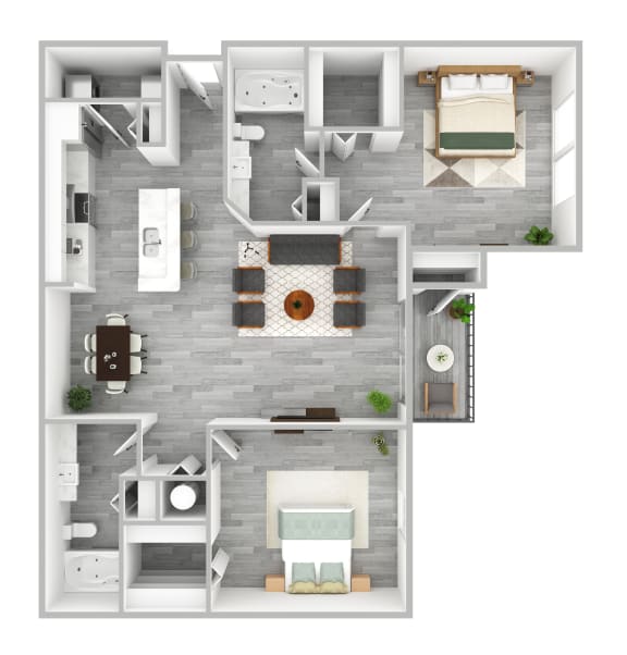 2 bedroom 2 bathroom The Preserve at Westchase B1 3D Floor Plan at The Preserve at Westchase, Tampa, FL