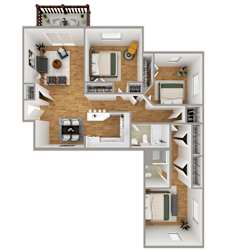 Three Bedroom Two Bath at Littlebrook Apartments, Hudson