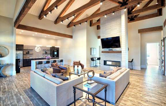 A modern living room with a fireplace and a television at Silver Oaks Apartments, Gonzales, 70737