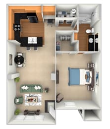 The Retreat at Cinco Ranch - A1 - 1 bed 1 bath - 3D