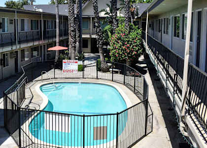 second story view of the community pool