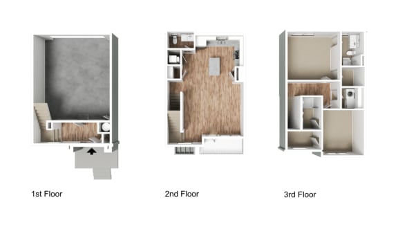Vaseo Townhomes - Lehi, Utah | Townhome 3D Floor Plan