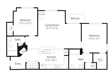 Two Bedroom Two Bathroom 1157 Sqft