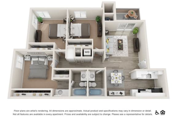 Three bedroom two bathroom 1,192 sq.ft. 3A floor plan at The Ashton, Corona, California Three bedroom two bathroom 1,192 sq.ft. 3A floor plan at The Ashton, Corona, California