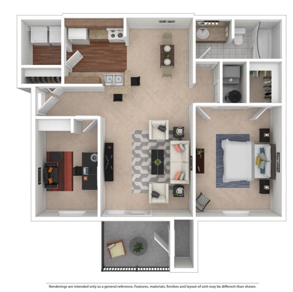 Chesterfield Cup 1 Bedroom Den 841 Sq. Ft. at Hunt Club Apartments, Integrity Realty, OH, 44321