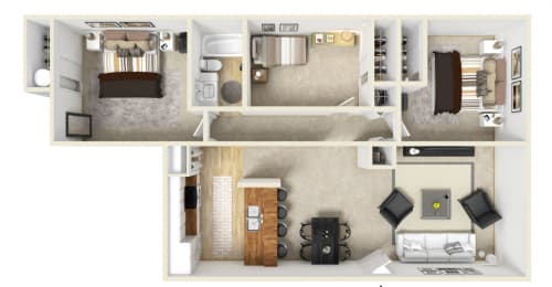  Floor Plan Three-Bedroom