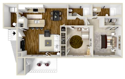 2x2 The Legend | 1,196 Sq. Ft. at Highpointe Apartment Homes, Brandon, MS, 39042