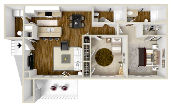 Floor Plan  2x2 The Legend | 1,196 Sq. Ft. at Highpointe Apartment Homes, Brandon, MS, 39042