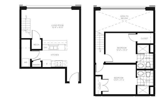 A floor plan for the New Manchester flats Building II, showing the first and second floors.