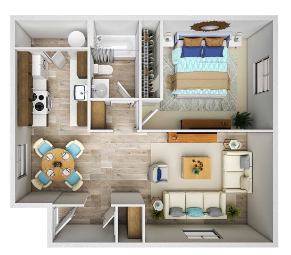 Floor Plan  The Clairmont Apartments in Eugene, Oregon 1 Bedroom Floor Plan