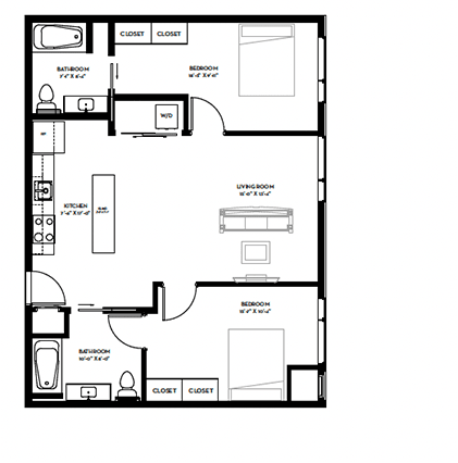 D Floor Plan  at Canary Lofts, Des Moines, IA