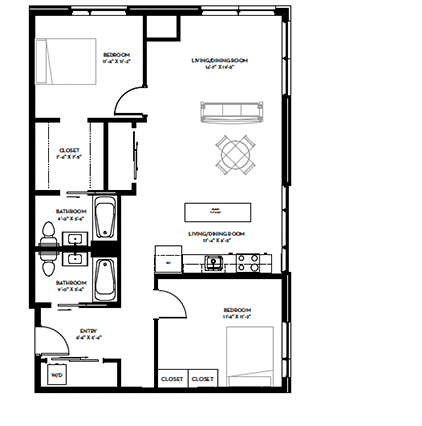 F Floor Plan at Canary Lofts, Des Moines
