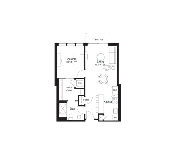 A5B Floor Plan at Rialto, Washington, DC 20002