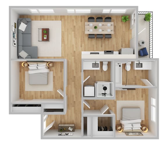 Arts Plaza Apartments in Gresham, Oregon Two Bedroom Floor Plan