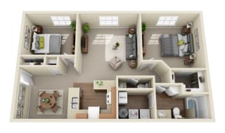 Floor Plan 2 Bed 1.5 Bath Classic