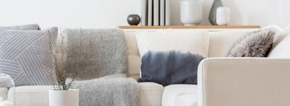 a living room with a couch and a coffee table