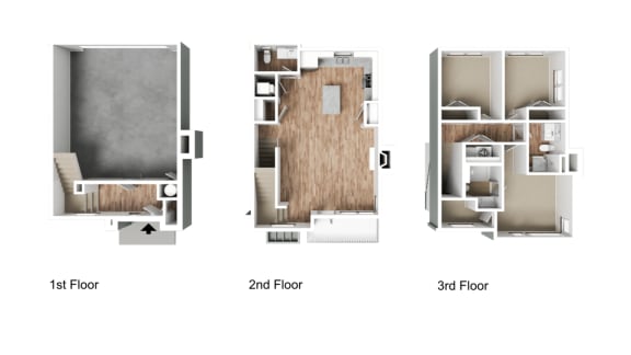 Vaseo Townhomes - Lehi, Utah | Townhome 3D Floor Plan