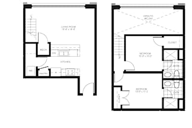 A floor plan for the New Manchester flats Building II, showing the first and second floors.