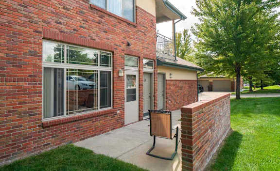 Private patio  at Southwind Villas in southwest Omaha in La Vista, NE, 68128