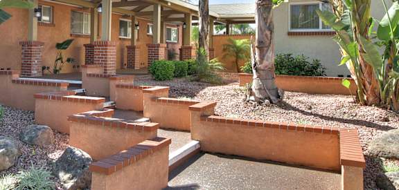 Courtyard With Mature Trees at Ranchero Plaza, San Jose, California