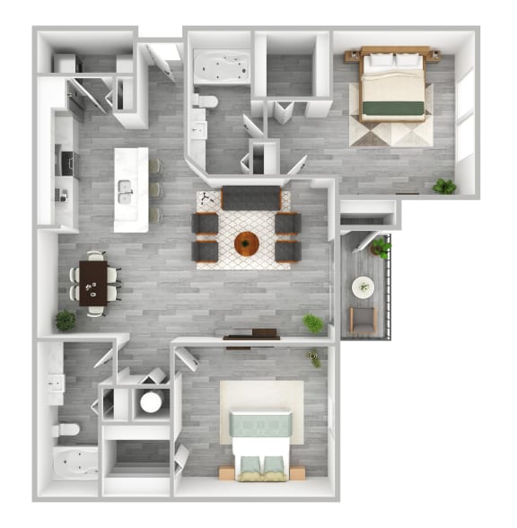 2 bedroom 2 bathroom The Preserve at Westchase B1 Renovated 3D Floor Plan at The Preserve at Westchase, Tampa, 33626