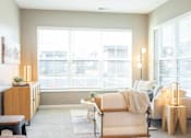Thumbnail 5 of 31 - Elegant Living Room at Liberty Flats Apartments, Liberty Township