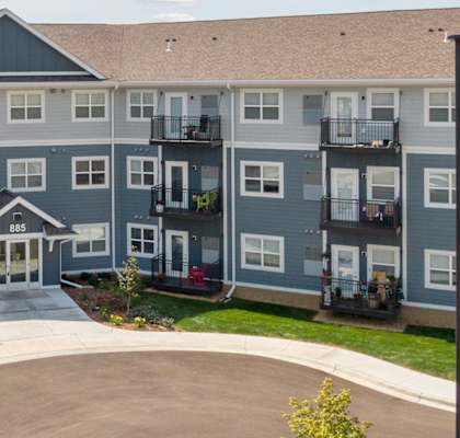 an aerial view of an apartment complex