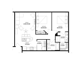 2 Bed/2 Bath Detached Garage Floor Plan