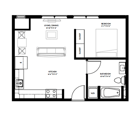 Alcove C Floor Plan at Canary Lofts, Des Moines, IA, 50311