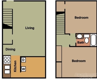  Floor Plan 2 Bedroom Townhome