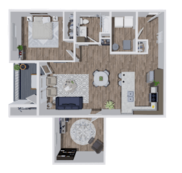 F109 Floor Plan at The Landing Apartments, Indianapolis, 46234