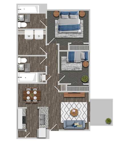 Floor Plan  2 Bedroom A Floor Plan at Greens at Stonecreek, Lithonia, Georgia