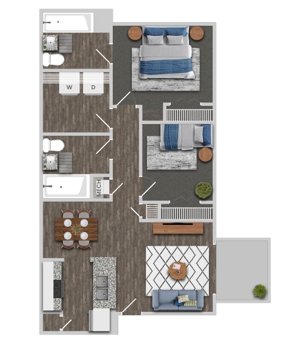 Floor Plan  2 Bedroom A Floor Plan at Greens at Stonecreek, Lithonia, Georgia