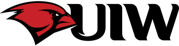 A logo with a red bird and the letters UIW.