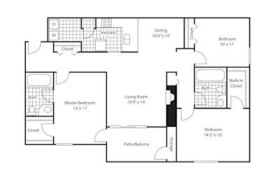 a floor plan of a 1 bedroom floor plan